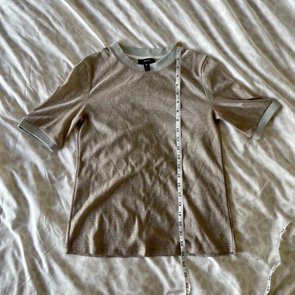 Aqua Champagne Silver Sparkle Tee – Metallic Collar & Cuff Detail XS - Picture 6 of 9
